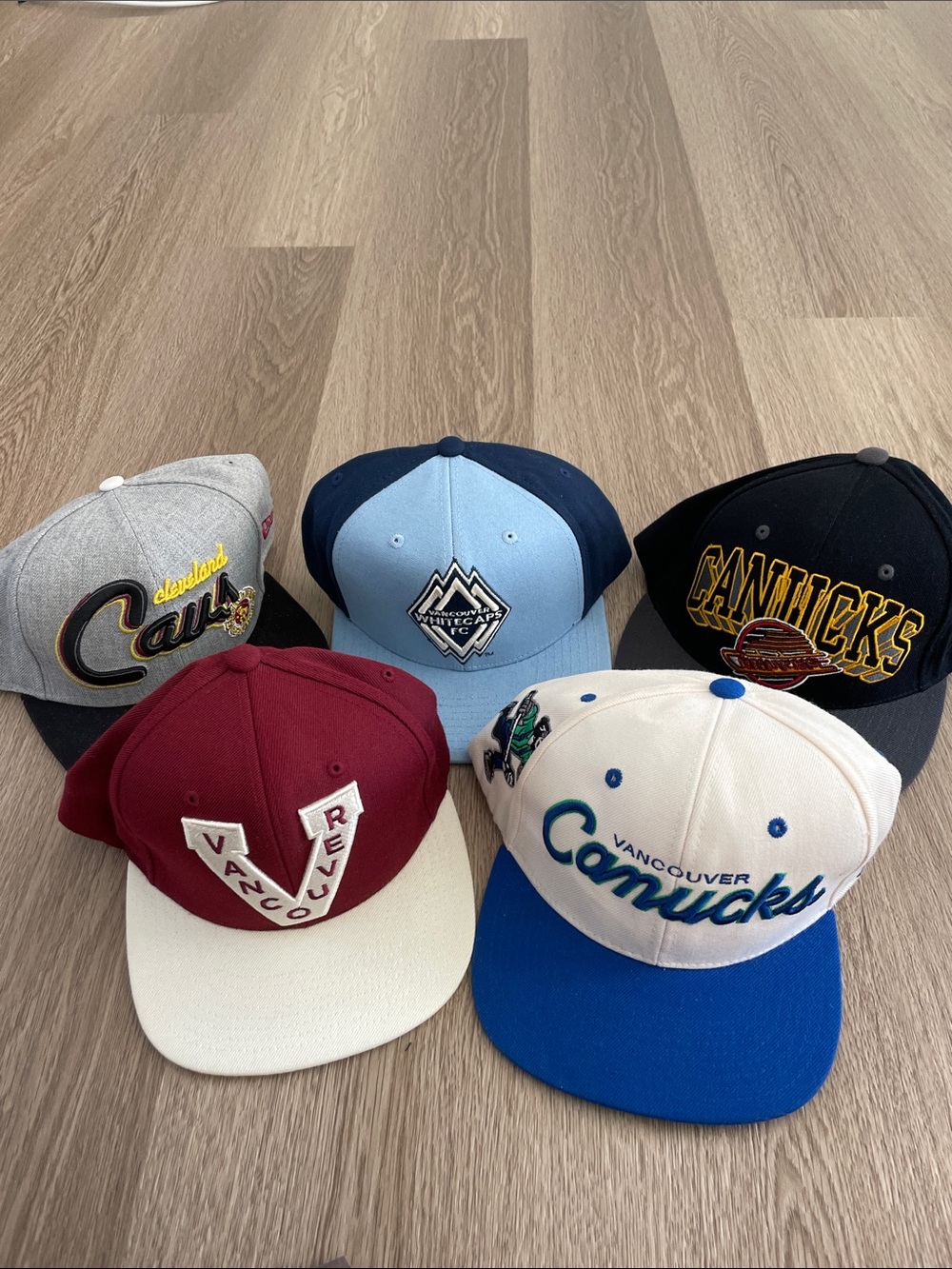 Vancouver Canucks and Whitecaps Snapback Hat Bundle